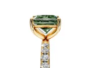 Solitaire Engagement Ring Setting for Fancy Green Princess Cut Center with Micro Pave Band and Prong Head in Yellow Gold