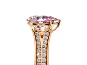 Solitaire Engagement Ring Setting for Fancy Pink Pear-Shaped Center with Pave Rail Split Shank and Prong Head in Rose Gold