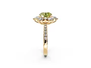 Floral Halo Engagement Ring Setting for Fancy Yellow Round Cut Center with Pave Accents and Prong Head in Yellow Gold