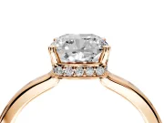 Hidden Halo Engagement Ring Setting for Cushion Cut Center with Wide Flat Plain Band and Prong Head in Rose Gold