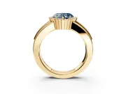 Halo Engagement Ring Setting for Fancy Blue Heart-Shaped Center with Wide Band, Inlaid Accent Row and Prong Head in Yellow Gold