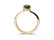 Hidden Halo Engagement Ring Setting for Fancy Green Radiant Cut Center with Wide Flat Plain Band and Prong Head in Yellow Gold
