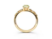 Cluster Engagement Ring Setting for Fancy Yellow Pear-Shaped Center with Round Cut Accent Band and Prong Head in Yellow Gold