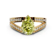 Split Shank Engagement Ring Setting for Fancy Yellow Pear-Shaped Center with Pave Split Shank and Prong Head in Yellow Gold