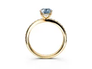 Solitaire Engagement Ring Setting for Fancy Blue Oval Center with Fine Pave Band and Prong Head in Yellow Gold