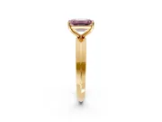 Solitaire Engagement Ring Setting for Fancy Pink Emerald Cut Center with Wide Knife Ridge Band and Prong Head in Yellow Gold