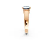 Solitaire Engagement Ring Setting for Fancy Blue Princess Cut Center with Wide Band, Pave Collar and Prong Head in Rose Gold