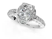 Floral Engagement Ring Setting for Radiant Cut Center with Four Accent Clusters and Prong Head in White Gold