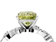 Solitaire Engagement Ring Setting for Fancy Yellow Princess Cut Center with Bar-Station Pave Twist and Prong Head in Sterling Silver