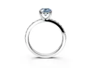 Solitaire Engagement Ring Setting for Fancy Blue Oval Center with Round Cut Pave Band and Prong Head in Sterling Silver