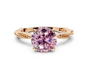 Solitaire Engagement Ring Setting for Fancy Pink Round Cut Center with Twist Band and Bead Prong Head in Rose Gold