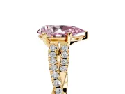 Solitaire Engagement Ring Setting for Fancy Pink Pear-Shaped Center with Twisted Pave Split Shank and Prong Head in Yellow Gold