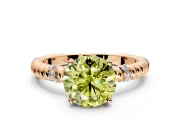 Rope Engagement Ring Setting for Fancy Yellow Round Cut Center with Accent Shoulders and Prong Head in Rose Gold