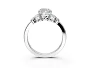 Solitaire Engagement Ring Setting for Cushion Cut Center with Marquise Flower Shoulders and Prong Head in Platinum