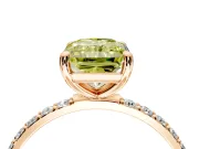 Solitaire Engagement Ring Setting for Fancy Yellow Radiant Cut Center with Pave Accents and Prong Head in Rose Gold