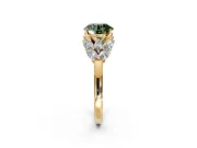 Leaf Cluster Engagement Ring Setting for Fancy Green Round Cut Center with Marquise Accents and Prong Head in Yellow Gold