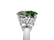 Solitaire Engagement Ring Setting for Fancy Green Oval Center with Marquise Flower Shoulders and Prong Head in White Gold