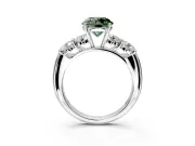 5 Stone Engagement Ring Setting for Fancy Green Round Cut Center with Graduated Accents and Prong Head in Sterling Silver