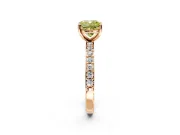 Solitaire Engagement Ring Setting for Fancy Yellow Cushion Cut Center with Round Cut Pave Band and Prong Head in Rose Gold