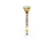 Open Basket Engagement Ring Setting for Fancy Yellow Princess Cut Center with Pave Band and Prong Head in Yellow Gold