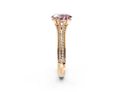 Solitaire Engagement Ring Setting for Fancy Pink Oval Center with Pave Rail Split Shank and Prong Head in Rose Gold