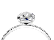 Solitaire Engagement Ring Setting for Pear-Shaped Center with Pave Accents and Prong Head in Sterling Silver