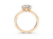 Solitaire Engagement Ring Setting for Cushion Cut Center with Plain Split Shank and Prong Head in Rose Gold