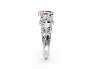 Solitaire Engagement Ring Setting for Fancy Pink Pear-Shaped Center with Filigree Accent Basket and Prong Head in Platinum