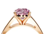 Solitaire Engagement Ring Setting for Fancy Pink Cushion Cut Center with Tapered Split Shoulders and Prong Head in Rose Gold