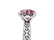 Solitaire Engagement Ring Setting for Fancy Pink Round Cut Center with Scrollwork Band and Prong Head in Platinum