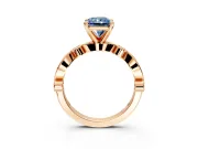 Solitaire Engagement Ring Setting for Fancy Blue Radiant Cut Center with Milgrain Bezel Accents and Prong Head in Rose Gold