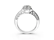 Floral Engagement Ring Setting for Round Cut Center with Four Accent Clusters and Prong Head in Sterling Silver