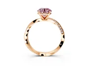 Side Accent Engagement Ring Setting for Fancy Pink Round Cut Center with Accent Shoulders and Prong Head in Rose Gold