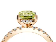Solitaire Engagement Ring Setting for Fancy Yellow Radiant Cut Center with Band of Accents and Prong Head in Rose Gold
