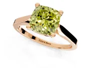 Solitaire Engagement Ring Setting for Fancy Yellow Cushion Cut Center with Tapered Shoulders and Prong Head in Rose Gold