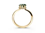 Hidden Halo Engagement Ring Setting for Fancy Green Heart-Shaped Center with Wide Flat Plain Band and Prong Head in Yellow Gold