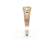Split Shank Engagement Ring Setting for Fancy Yellow Radiant Cut Center with Pave Split Shank and Prong Head in Rose Gold