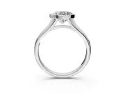Solitaire Engagement Ring Setting for Heart-Shaped Center with V Split Shank and Bezel Head in Platinum