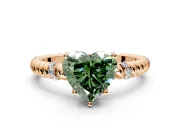 Rope Engagement Ring Setting for Fancy Green Heart-Shaped Center with Accent Shoulders and Prong Head in Rose Gold