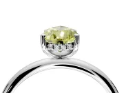 Hidden Halo Engagement Ring Setting for Fancy Yellow Pear-Shaped Center with Thin Round-Wire Band and Prong Head in White Gold