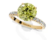 Solitaire Engagement Ring Setting for Fancy Yellow Round Cut Center with Micro Pave Band and Prong Head in Yellow Gold