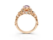Solitaire Engagement Ring Setting for Fancy Pink Marquise Center with Filigree Band and Prong Head in Rose Gold