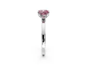 Solitaire Engagement Ring Setting for Fancy Pink Cushion Cut Center with Thin Rounded Plain Band and Prong Head in Sterling Silver