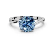 Solitaire Engagement Ring Setting for Fancy Blue Round Cut Center with Plain Bypass Twist Band and Prong Head in Sterling Silver