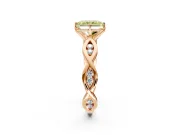Solitaire Engagement Ring Setting for Fancy Yellow Radiant Cut Center with Accented Twist Band and Leaf Prong Head in Rose Gold