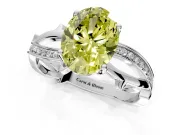 Solitaire Engagement Ring Setting for Fancy Yellow Oval Center with Pave and Plain Crossover Band and Prong Head in Sterling Silver