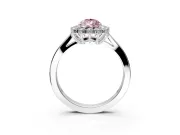 Starburst Halo Engagement Ring Setting for Fancy Pink Pear-Shaped Center with Flat Cathedral Band and Prong Head in White Gold