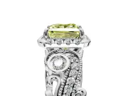 Milgrain Halo Engagement Ring Setting for Fancy Yellow Princess Cut Center with Shoulder Bezels and Prong Head in Sterling Silver