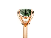 Minimalist Solitaire Engagement Ring Setting for Fancy Green Round Cut Center with Thin Band and Prong Head in Rose Gold