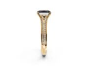 Solitaire Engagement Ring Setting for Fancy Black Radiant Cut Center with Pave Rail Split Shank and Prong Head in Yellow Gold